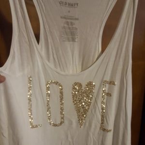 Glitter front racer back tank